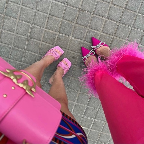 ZARA Rhinestone EMBELLISHED BOW FLAT MULES Sandals shoes - Picture 3 of 10